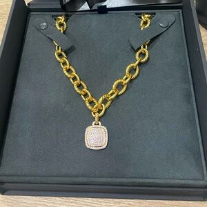 David Yurman 18K yellow gold chain necklace and Albion Pavé Diamond pendant